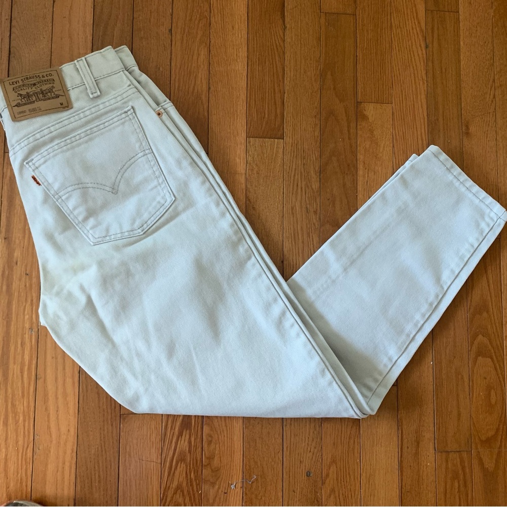 90’s Y2K Levis 950 Made in USA vintage cream colored jeans 11